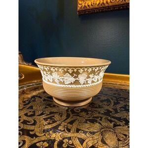 Antique Ridgway Dublin 1442 Grapevine Relief Bowl – 5.25" Brown Jasperware